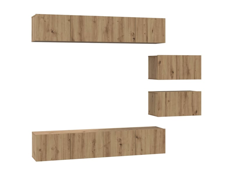  Ensemble meuble tv - banc tv - meuble de rangement 6 pcs chêne artisanal bois d'ingénierie  - Conforama A