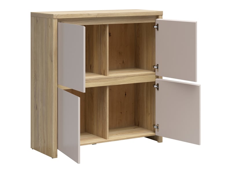  Buffet haut meuble de rangement 4 portes coloris chêne mauvellacachemire - longueur 105 x profondeur 40,5 x hauteur 112,5 cm  - Conforama C