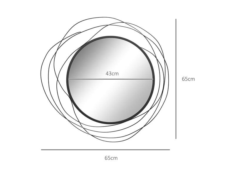  Miroir rond en métal filaire noir, diamètre φ65 cm, décoration style moderne  - Conforama C