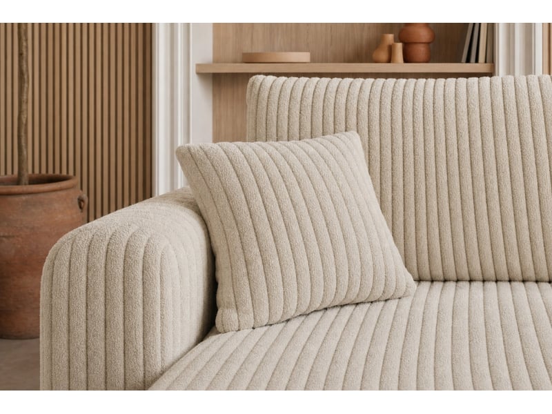  Emma - canapé d'angle convertible gros velours côtelé 4 places beige  - Conforama D