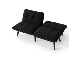 Canapé-lit futon 2 places 160x81x78 cm noir en velours, convertible en lit pour couchage d'appoint