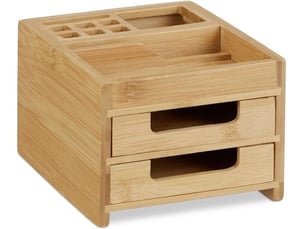 Organiseur de bureau pratique avec tiroirs 9,5 x 12,5 x 15 cm en bambou brun clair 13_0018092