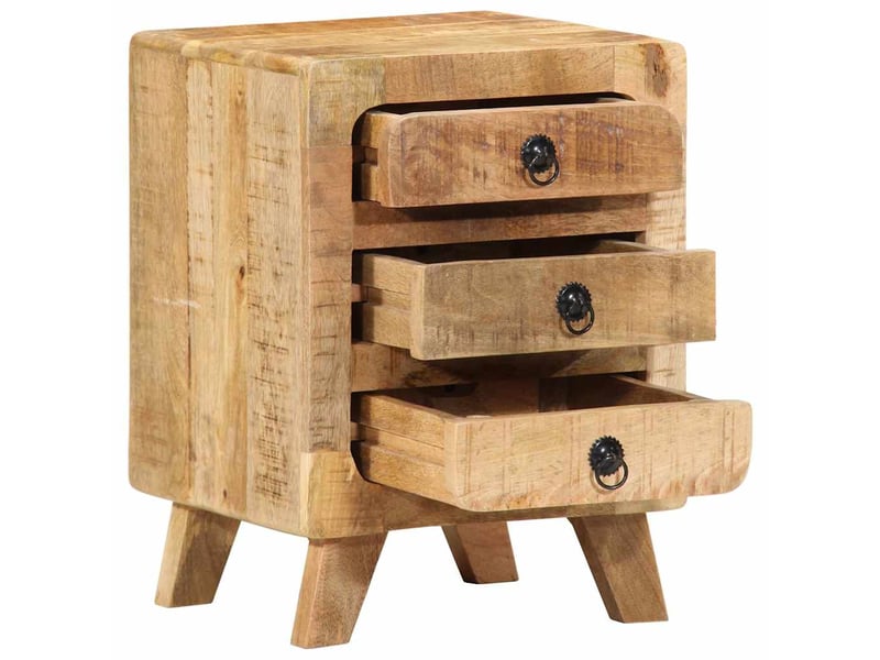  Lot de 2 table de chevet - cabinet de chevet - table de nuit 37x32x50 cm bois massif de manguier brut  - Conforama E