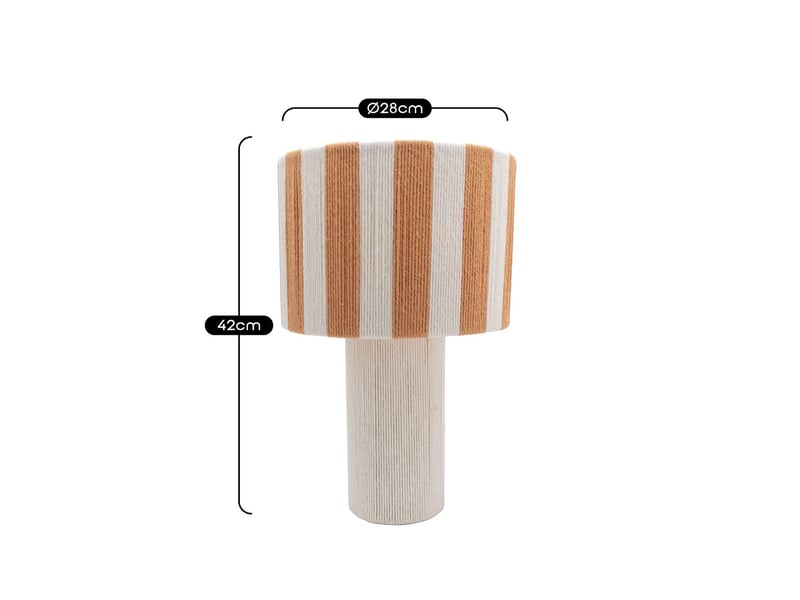  Lampe de table moyo en coton rayures blanc et orange ø28 cm 62919 - Conforama C