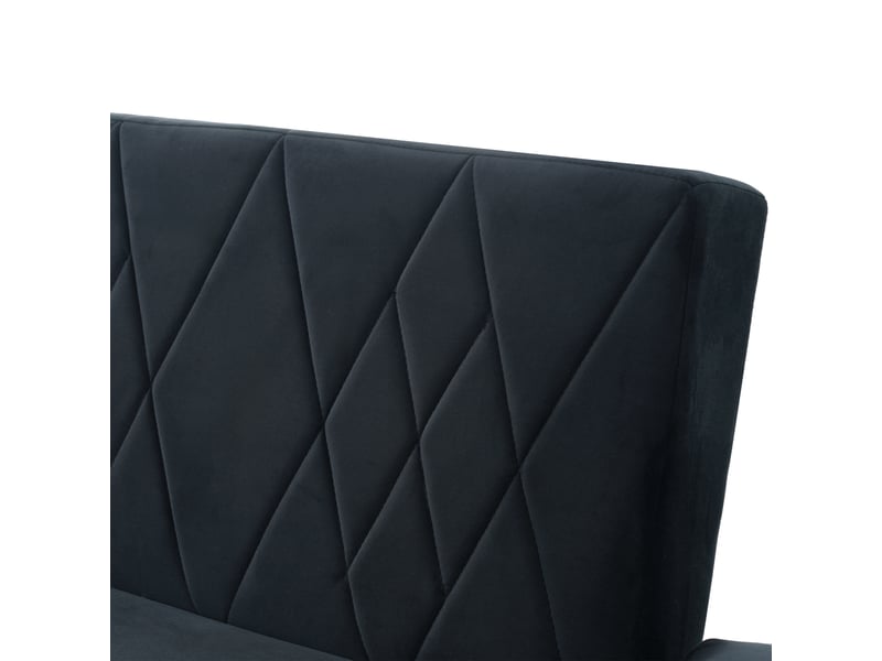 Canapé convertible 2 places noir en velours, design moderne avec dossier inclinable et accoudoirs réglables pour salon - Conforama W