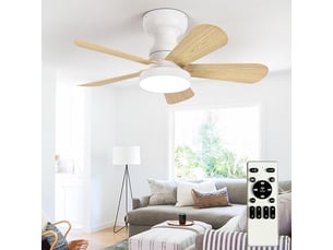 Ventilateur de plafond led 71 cm avec lampe et télécommande, 6 vitesses, minuterie, intensité variable, 3 températures de couleur