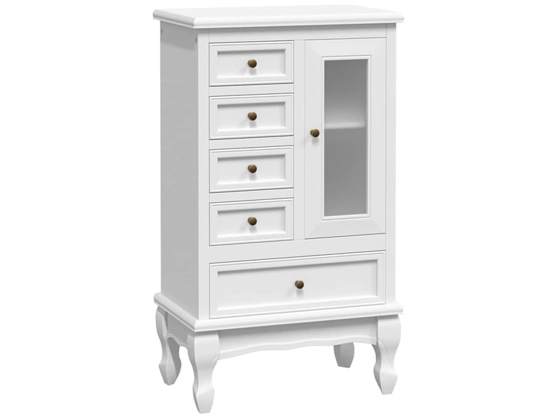  Armoire à tiroirs, commode avec 5 tiroirs et 2 étagères blanc  - Conforama A