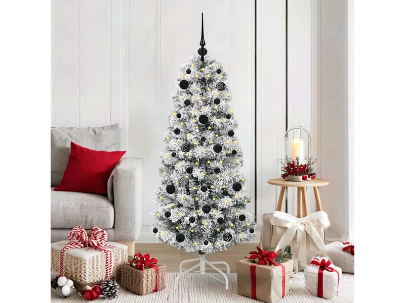  Sapin de noël - arbre de noël artificiel à branches articulées vert et blanc  - Conforama B