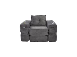Canapé-lit assise en mousse haute densité couchage d'appoint assise à ressorts indéformable revêtement en tissu côtelé poche latérale porte-gobelet accoudoir zippé montage facile emballage sous vide