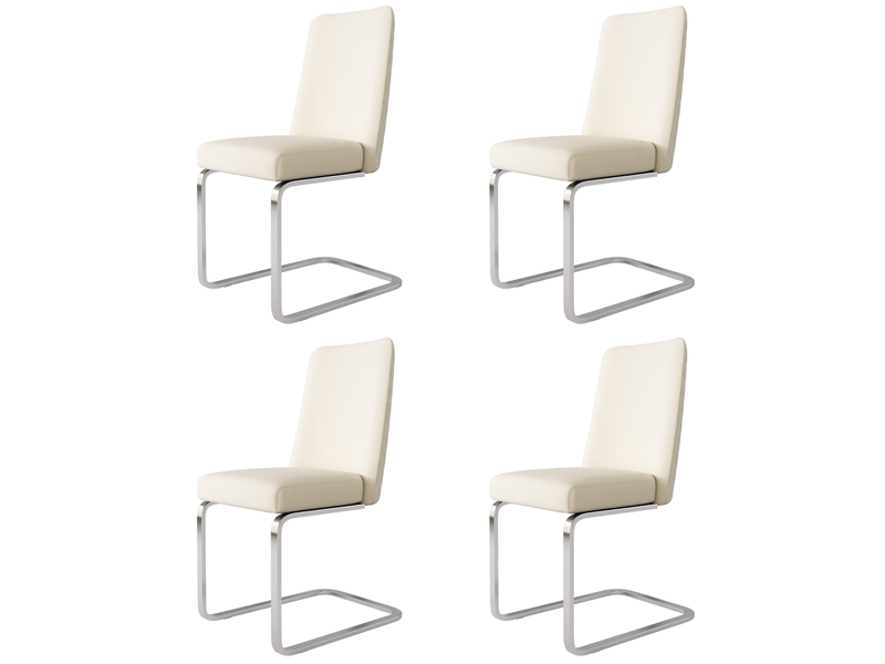  Lot de 4 chaises de salle à manger en velours beige pieds en métal argenté N634P262661B-4 - Conforama A