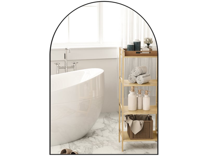  Miroir de salle de bain arqué avec cadre en aluminium noir 50x3x70 cm  - Conforama A
