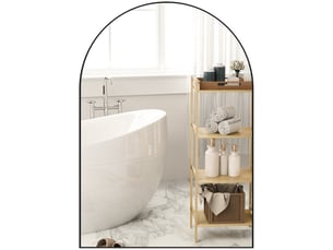 Miroir de salle de bain arqué avec cadre en aluminium noir 50x3x70 cm