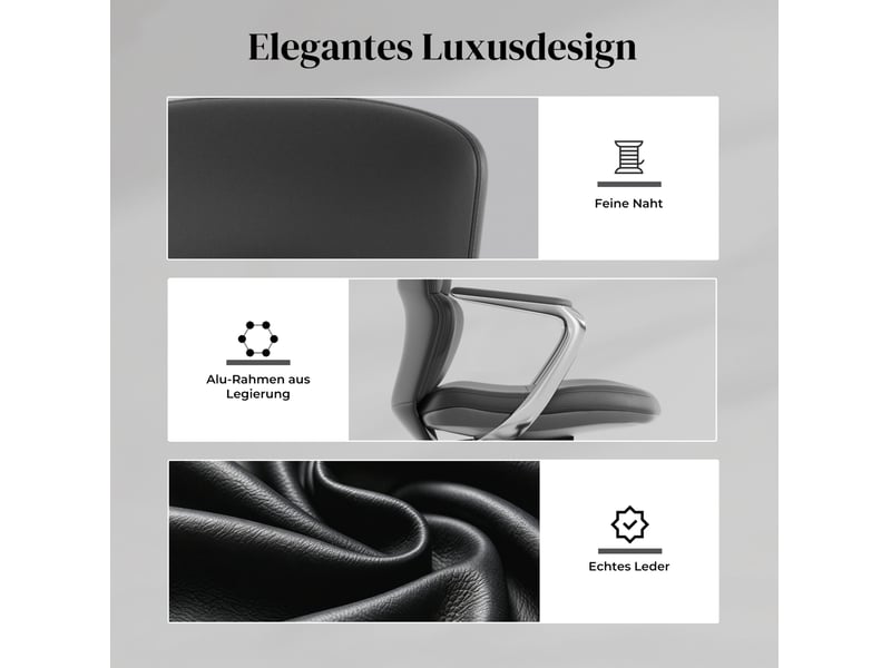 Fauteuil de bureau en cuir noir classique, assise réglable et inclinable verrouillable, confort au travail - Conforama D
