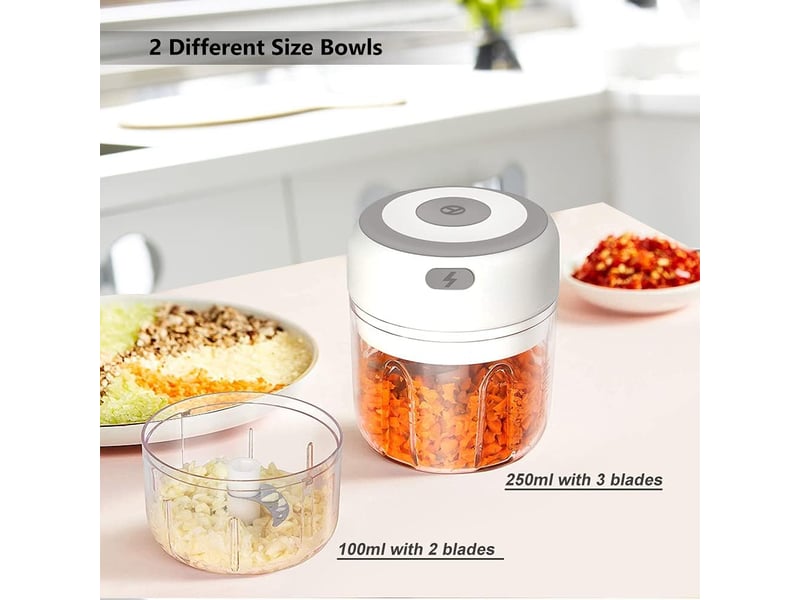  Mini hachoir à viande électrique, hachoir alimentaire sans fil, lames tranchantes, presse-ail électrique, mini mixeur, convient pour les aliments pou  - Conforama C