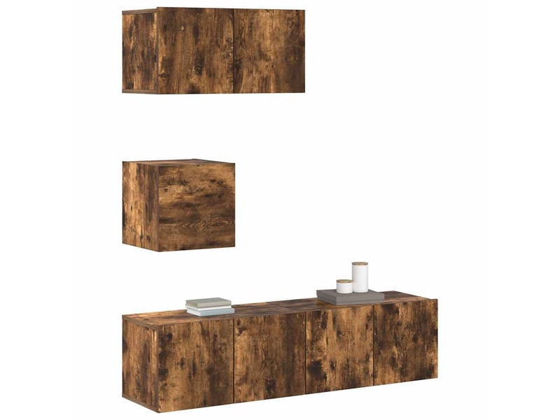  Ensemble de meubles tv 4 pcs chêne fumé bois d'ingénierie shl2111  - Conforama D