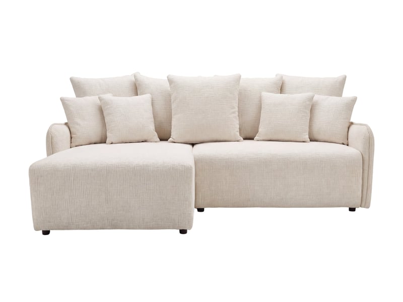  Portofino - canapé d'angle convertible tissu chenille 3 places beige  - Conforama A
