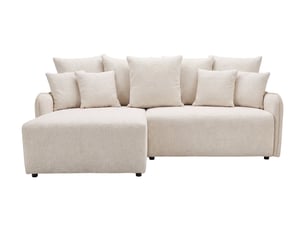 Canapé d'angle réversible convertible CASANOVA  3 places Tissu beige avec coffre de rangement