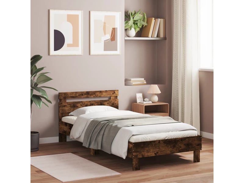 Lit simple- lit adulte - cadre de lit sans matelas avec lumières led 100x200 cm - Conforama B