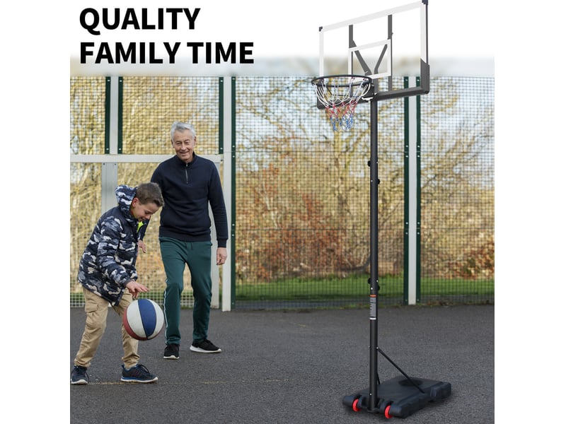  Panier de basket extérieur 112x90x304,8 cm réglable à roulettes métal noir et blanc  - Conforama C