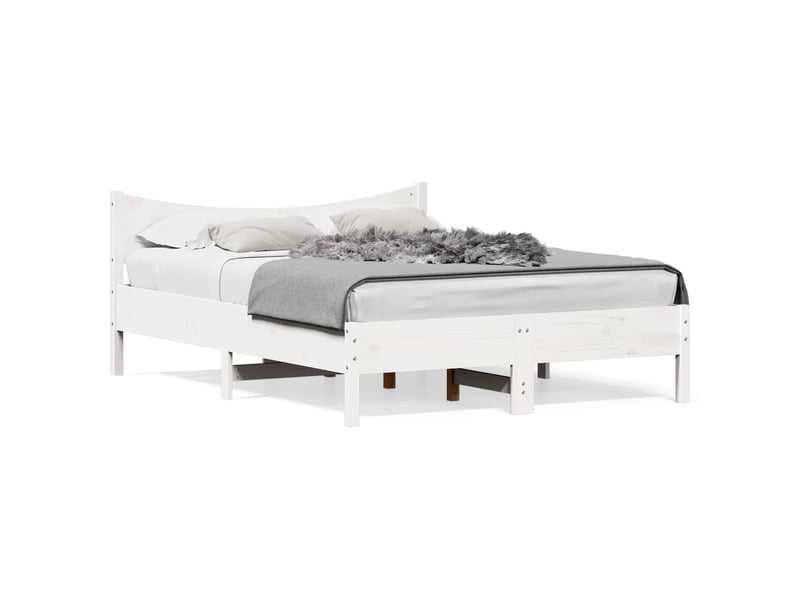  Lit double- lit adulte -  cadre de lit sans matelas blanc 120x190 cm bois de pin massif  - Conforama A