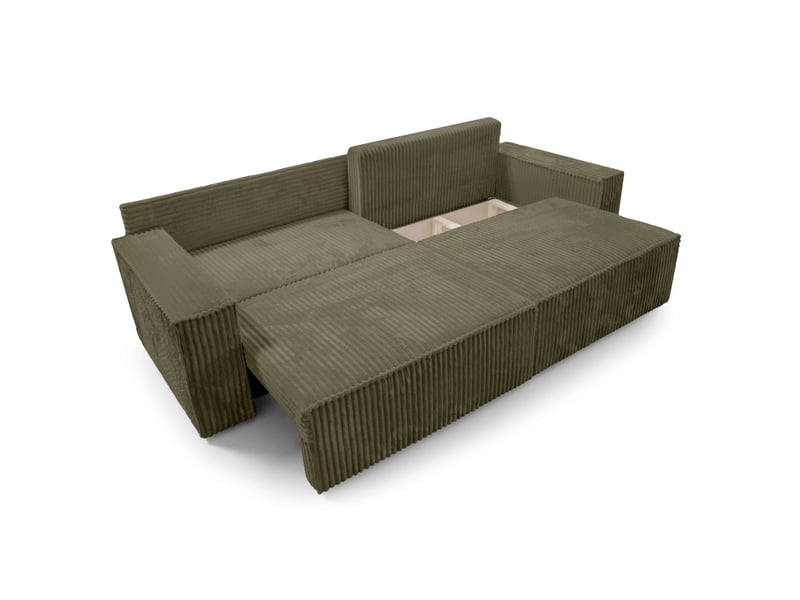 Farah - canapé droit assise profonde 3 places convertible en velours côtelé épais - Conforama E