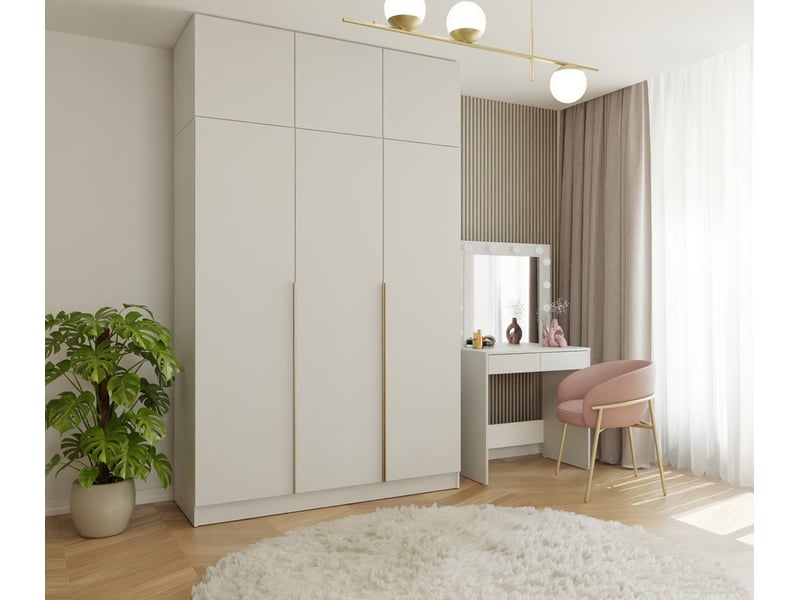 Senso 3d - armoire haute avec rehausse - portes, étagères - 150x250x56,5 cm - beige cachemire  - Conforama B