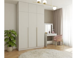 Senso 3d - armoire haute avec rehausse - portes, étagères - 150x250x56,5 cm - beige cachemire