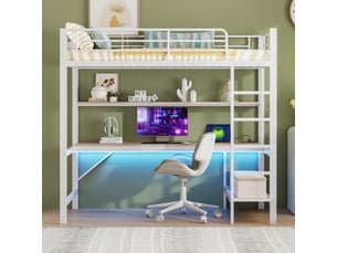 Lit mezzanine 90x200 cm <strong>ZOVIRA</strong>  <strong></strong> coloris blanc