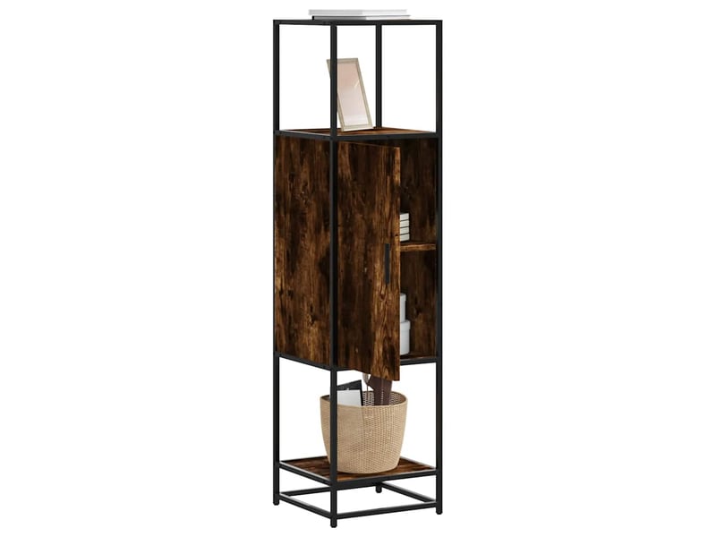  Buffet haut - bahut - meuble de rangement chêne fumé 35,5x35x139 cm bois d'ingénierie métal  - Conforama B
