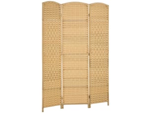 Paravent intérieur en bois 3 panneaux séparateur de pièce pliable pour salon chambre bois naturel 135 x 180 cm