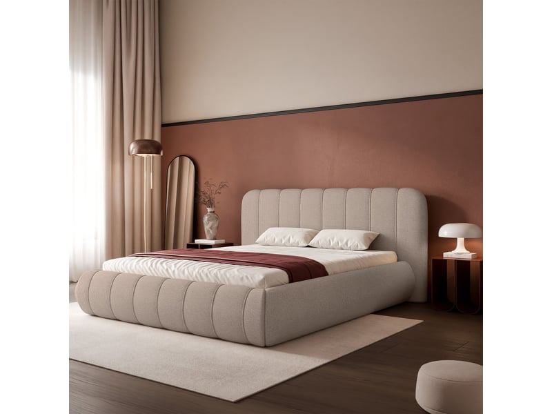 Selsey malunna - lit rembourré - 160x200 cm - chenille grège Malunna - Conforama B