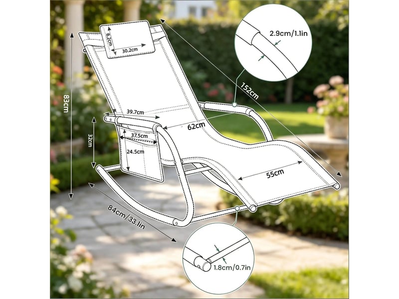  Chaise à bascule d'extérieur en polyester et métal noir T5828P502776 - Conforama C