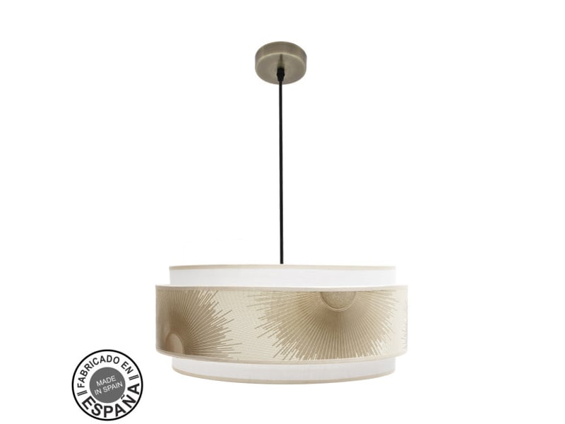  Suspension fabrilamp nepal cuir blanc doré 3 x e27 ø 50 cm 227895114 - Conforama A