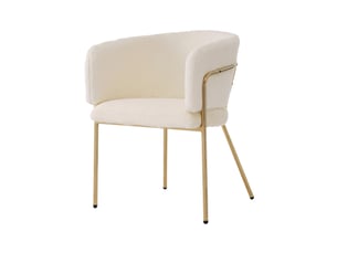 Chaise de salle à manger et de loisirs blanche en fausse fourrure, pieds métal