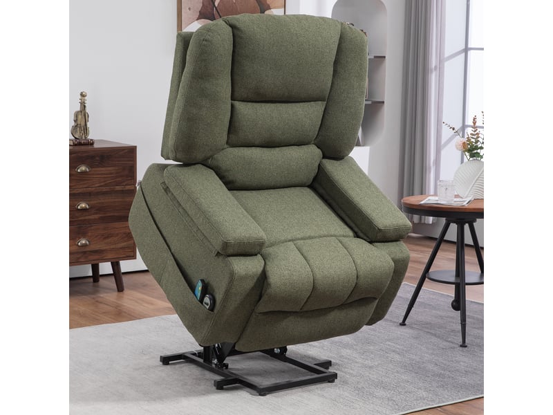  Fauteuil de massage, fauteuil de relaxation, lin (polyester), 97x90x102cm, vert  - Conforama C