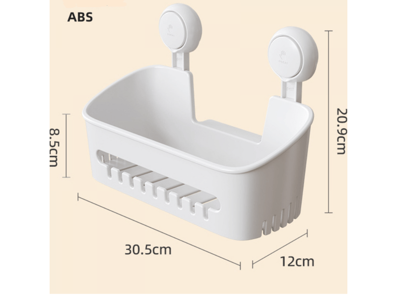  Support de douche à ventouse, sans perçage, pour salle de bain et cuisine, panier de rangement – ​​30 cm, blanc  - Conforama B