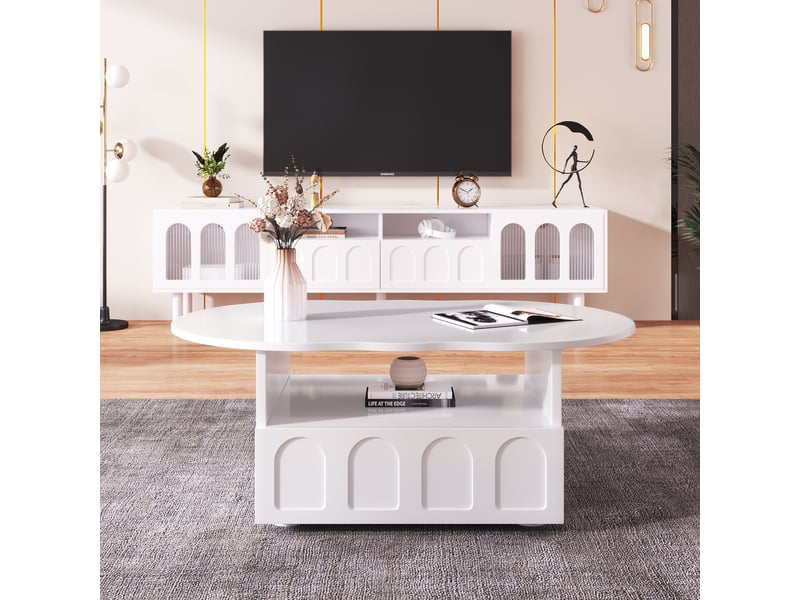  Table basse nuage 90x60x35 cm - tiroirs et niches, meuble salon design contemporain  - Conforama B