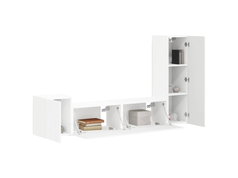  Ensemble meuble tv - banc tv - meuble de rangement 4 pcs blanc bois d'ingénierie  - Conforama C