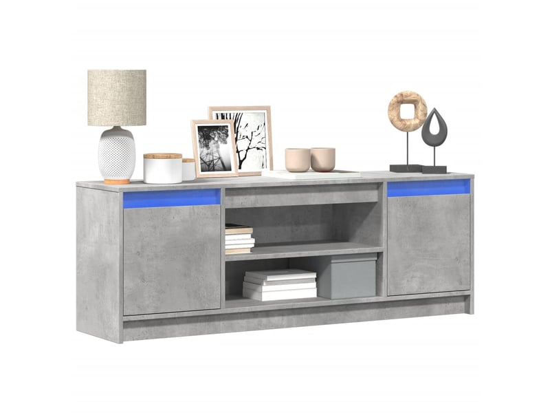  Meuble tv - banc tv - meuble de rangement avec led gris béton 139,5x34x50 cm bois d'ingénierie  - Conforama B