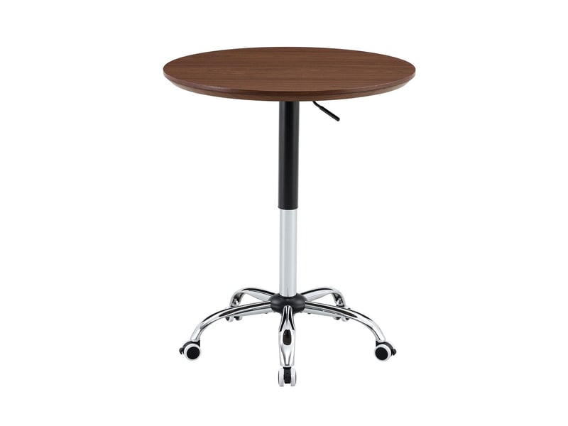  Table basse relevable diamètre 70 cm diamètre 70 cm teinte noyer hauteur réglable roulettes forme ronde  - Conforama A