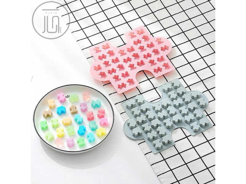  Lot de 2 moules à bonbons en silicone en forme de pièces de puzzle, moules en silicone pour chocolat, gomme, bombes de graisse, échantillons de bougie  - Conforama C