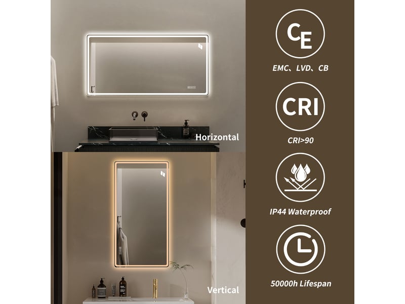 Miroir de salle de bains led 60 x 120 cm, éclairage avant et arrière, anti-buée  - Conforama B