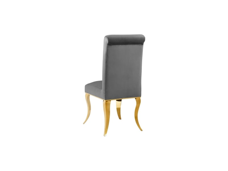  Lot de 2 chaises baroques velena en velours gris avec haut dossier et pieds dorés galbés  - Conforama D