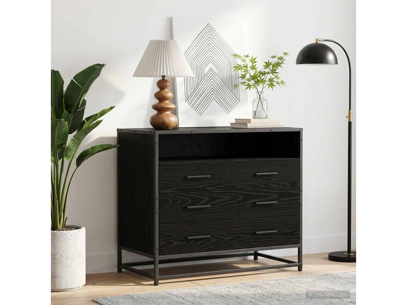  Armoire à tiroirs, commode 3-tiroir chêne noir 70x41x70 cm  - Conforama B
