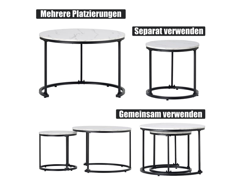 Lot de 2 tables basses rondes gigognes – tables d’appoint design moderne pour salon | coforama - Conforama E