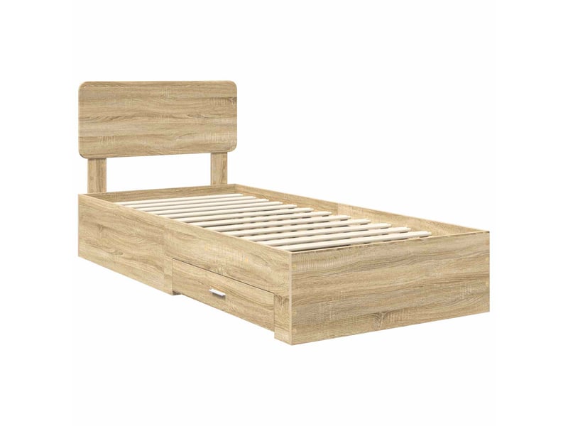  Lit simple- lit adulte -  cadre de lit chêne sonoma 100 x 200 cm bois d'ingénierie  - Conforama C