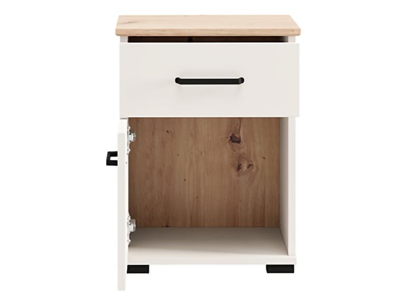  Commode de nuit punak, un tiroir, 41x40x54h cm blanc crème Punak - Conforama D