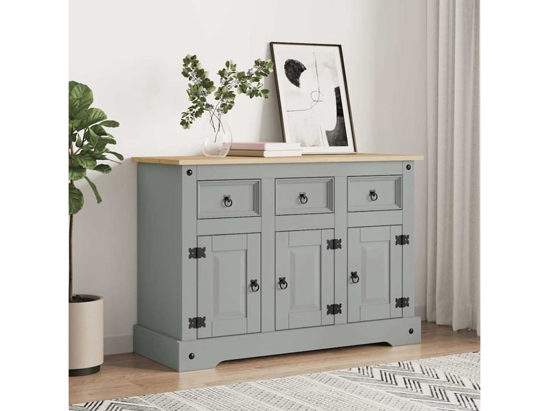  Buffet - bahut - meuble de rangement corona gris 112x43x78 cm bois massif pin mexicain  - Conforama B