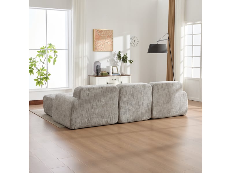  Canapé modulable – canapé de salon, facile à déplacer, format compressé, en tissu chenille, mousse haute résilience 30d, gris  - Conforama W