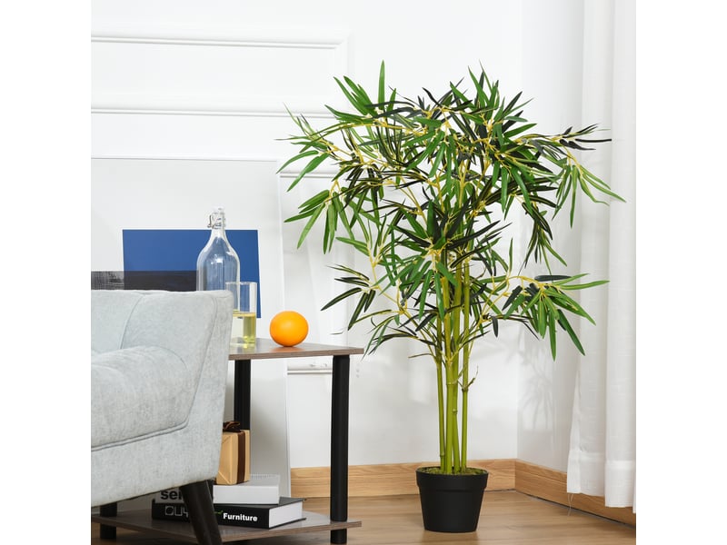  Bambou artificiel en pot, plante artificielle pour décoration intérieure et extérieure, hauteur 120 cm, vert  - Conforama C